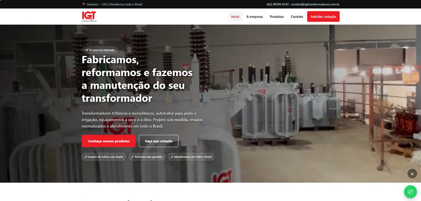 IGT Transofrmadores - TutiWeb Desenvolvimento de Sites e Sistemas